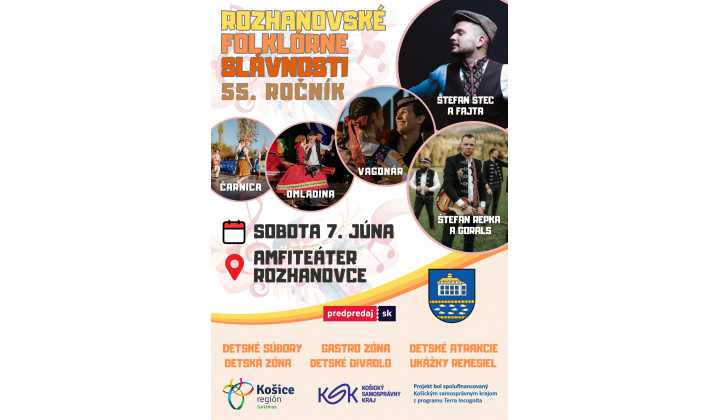 Pozvánka na folklórne slávnosti v Rozhanovciach 7.6.2025. Viac v prílohe.