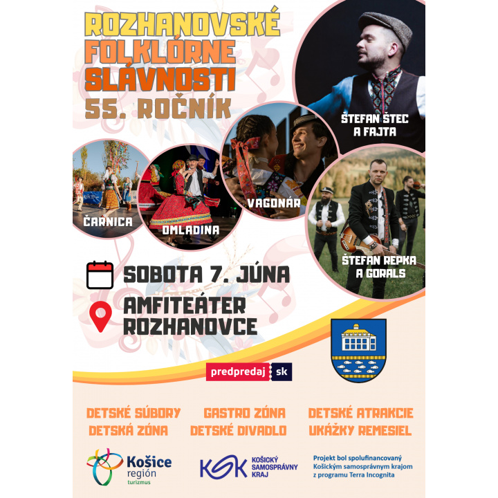 Pozvánka na folklórne slávnosti v Rozhanovciach 7.6.2025. Viac v prílohe.